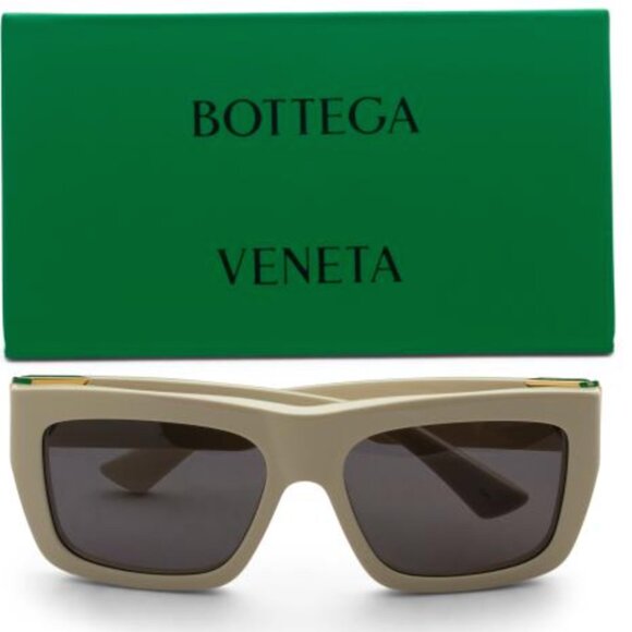 Bottega Veneta 57mm Rectangular Sunglasses Beige